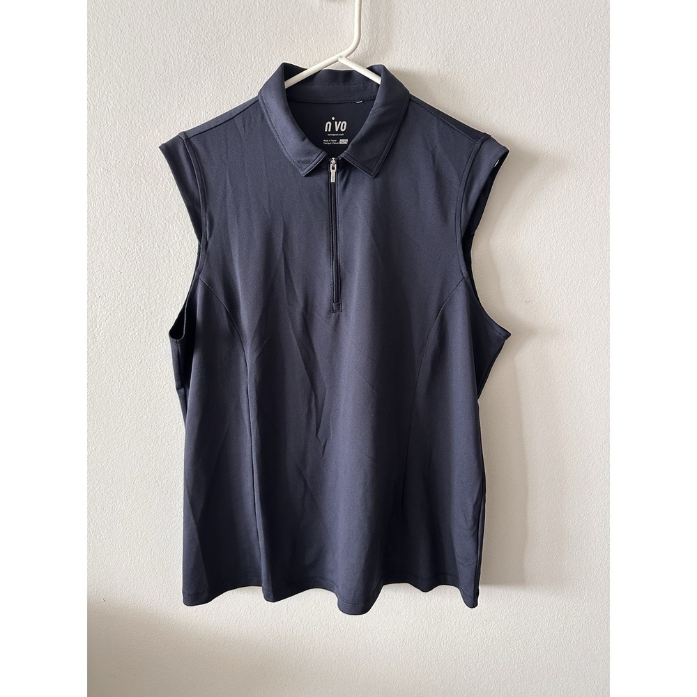 Nivo Golf Women XL Navy 1/4 Zip  Sleeveless Polo Top Activewear Tennis Picklebal